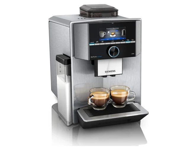 Siemens Kaffeevollautomat EQ.9 plus connect s500 TI9558X1DE, App-Steuerung, Barista-Modus, 6 Temperatureinstellungen, Premiummahlwerk, aromaIntense, automatische Dampfreinigung, 1500 W, edelstahl